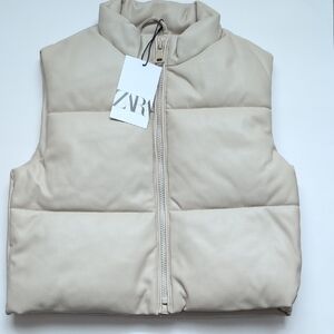 Zara Light Tan Quilted Vest